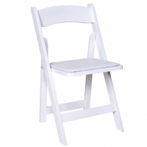 Wood White Folding Chair with Padded Seat
